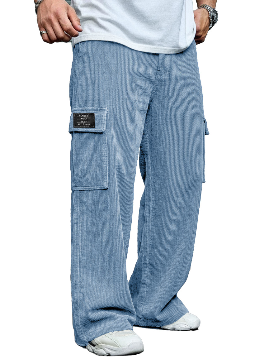 Men's Stylish Casual Corduroy Pocket Loose-fitting Work Trousers 