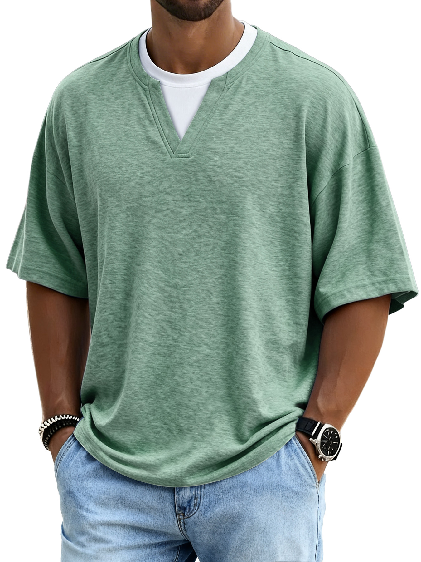 Men's Simple Faux Two-Piece Casual Comfortable Short-Sleeve T-Shirt
