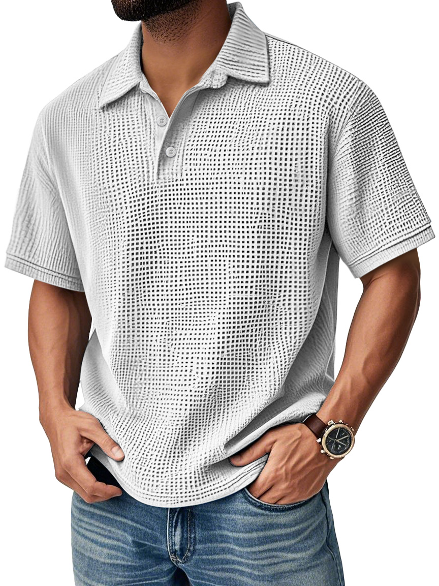 Men's Daily Casual Waffle Comfort Short Sleeve POLO Shirt