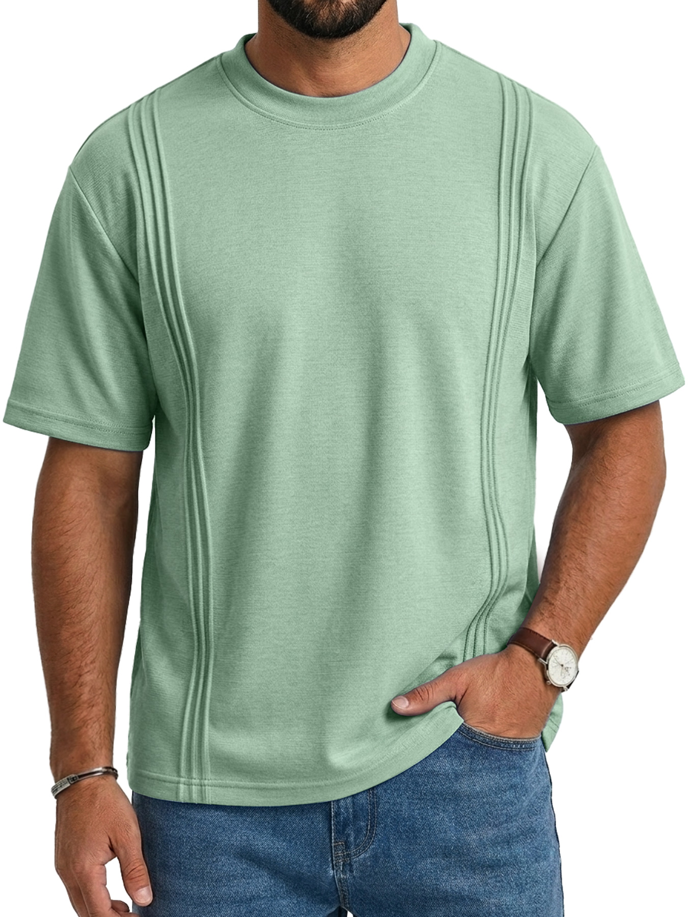 Men's Crew Neck Deconstructed Casual Short-Sleeve T-Shirt