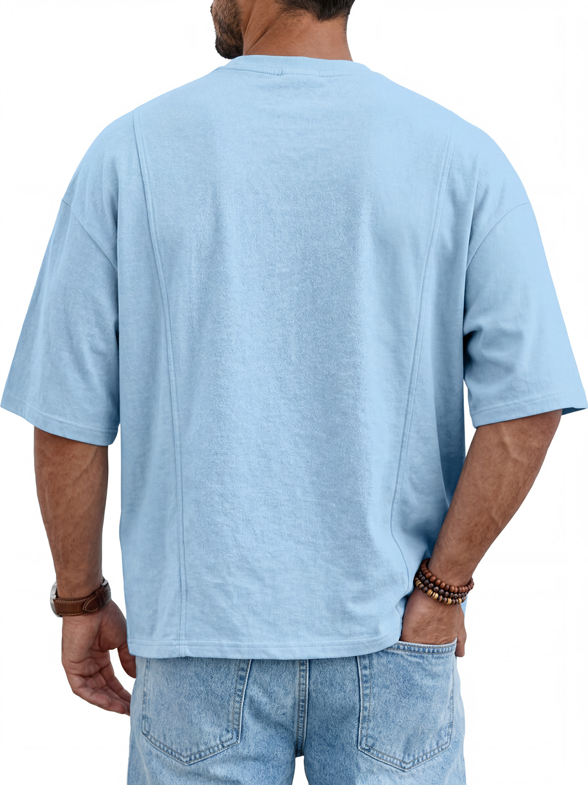 Men's Simple Deconstructed Design Round Neck Short-sleeved T-shirt