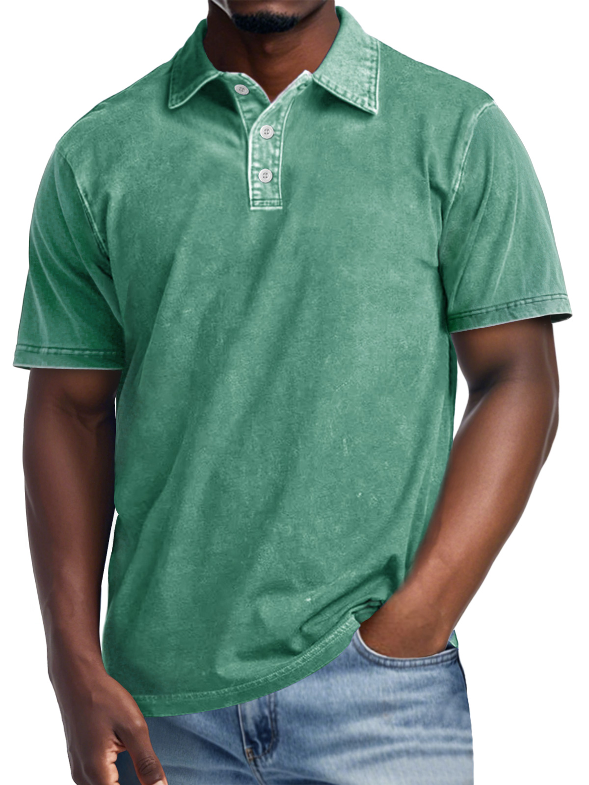 Men's Retro Lapel Button Casual Short Sleeve POLO Shirt