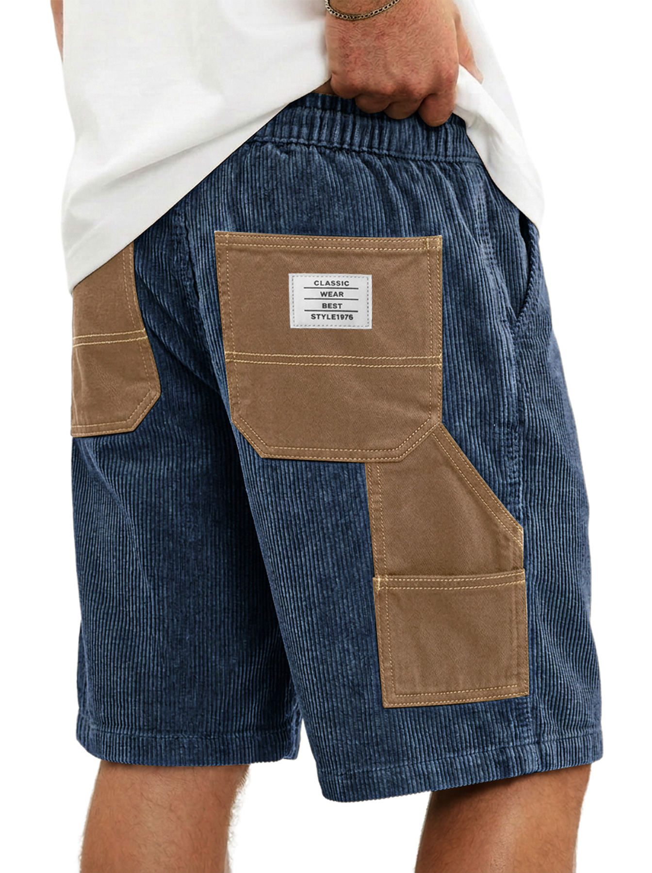 Men's Loose-fitting Waffle-knit Casual Trousers With Elastic Waistband And Embroidered Logo