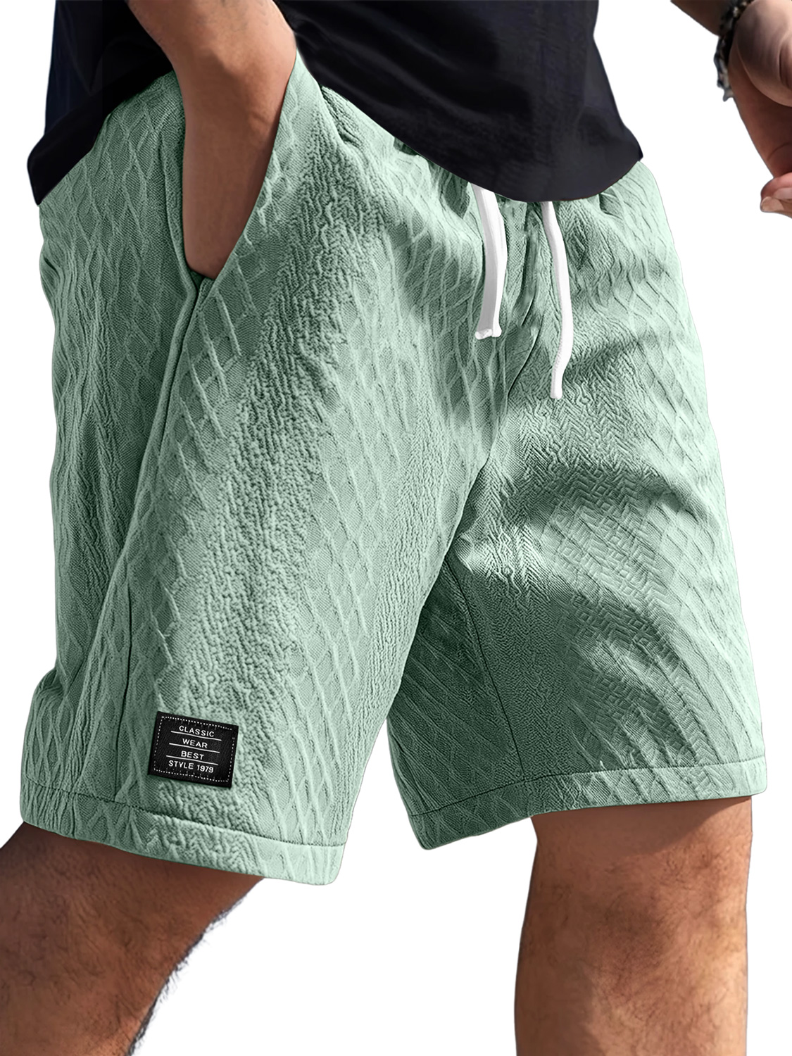 Men's Daily Jacquard Texture Logo Casual Solid Color Shorts