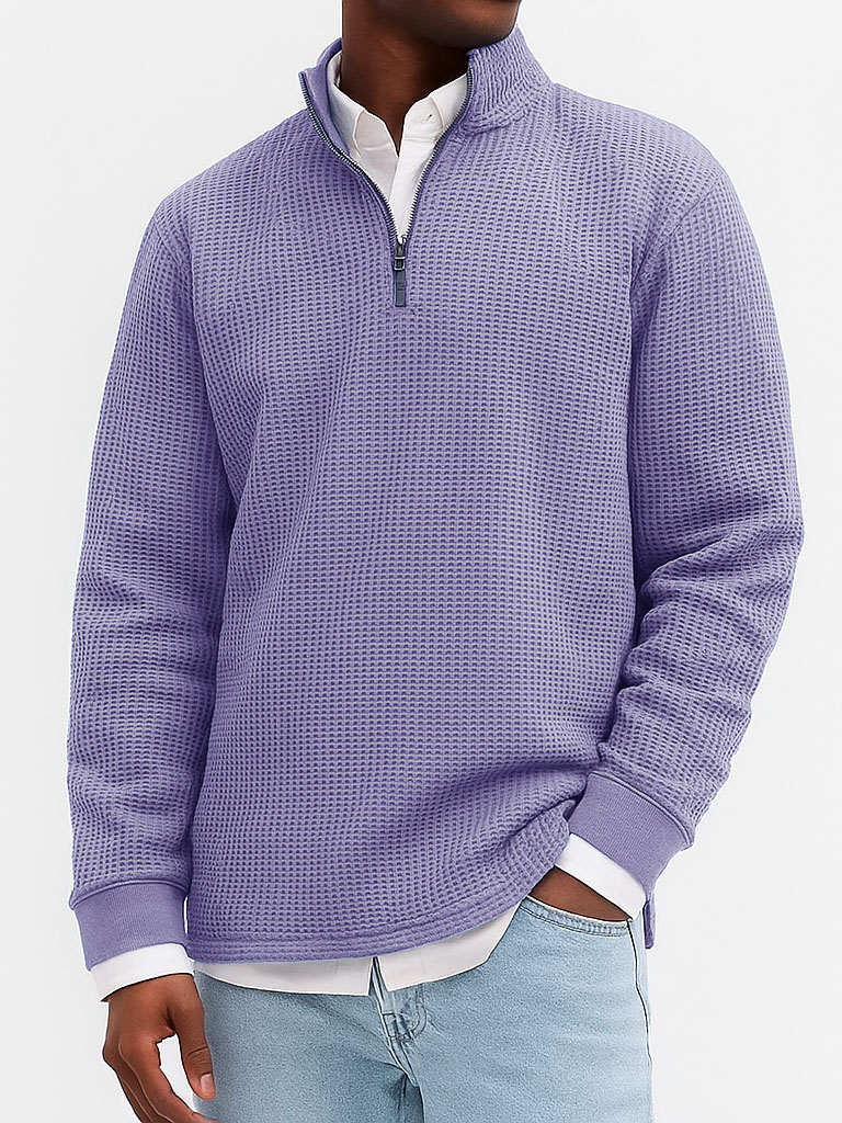 Men's Stylish Casual Breathable Fabric Stand-up Collar Long-sleeved Sweatshirt