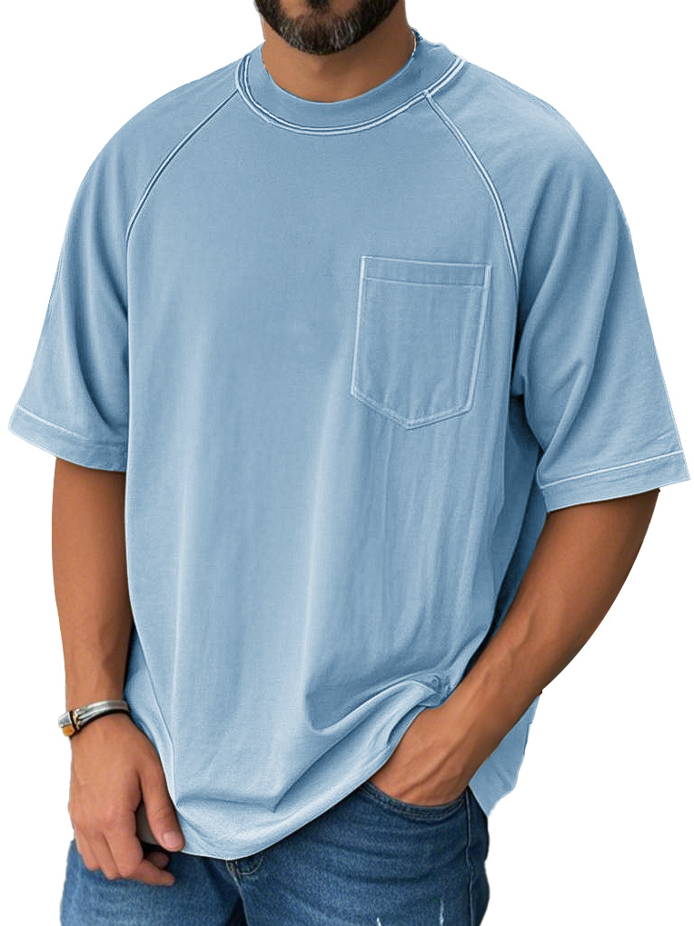 Men's Fashion Casual Raglan Pocket Short Sleeve T-Shirt