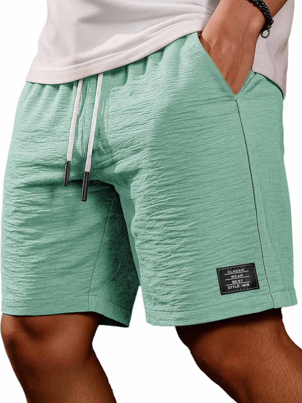 Men's Fashion Casual Daily Pleated Fabric Embroidered Logo Pocket Shorts