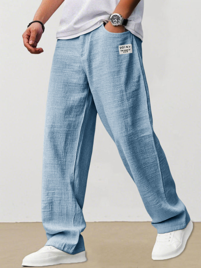Men's Fashion Casual Daily Hemp Fabric Elastic Waist Trousers