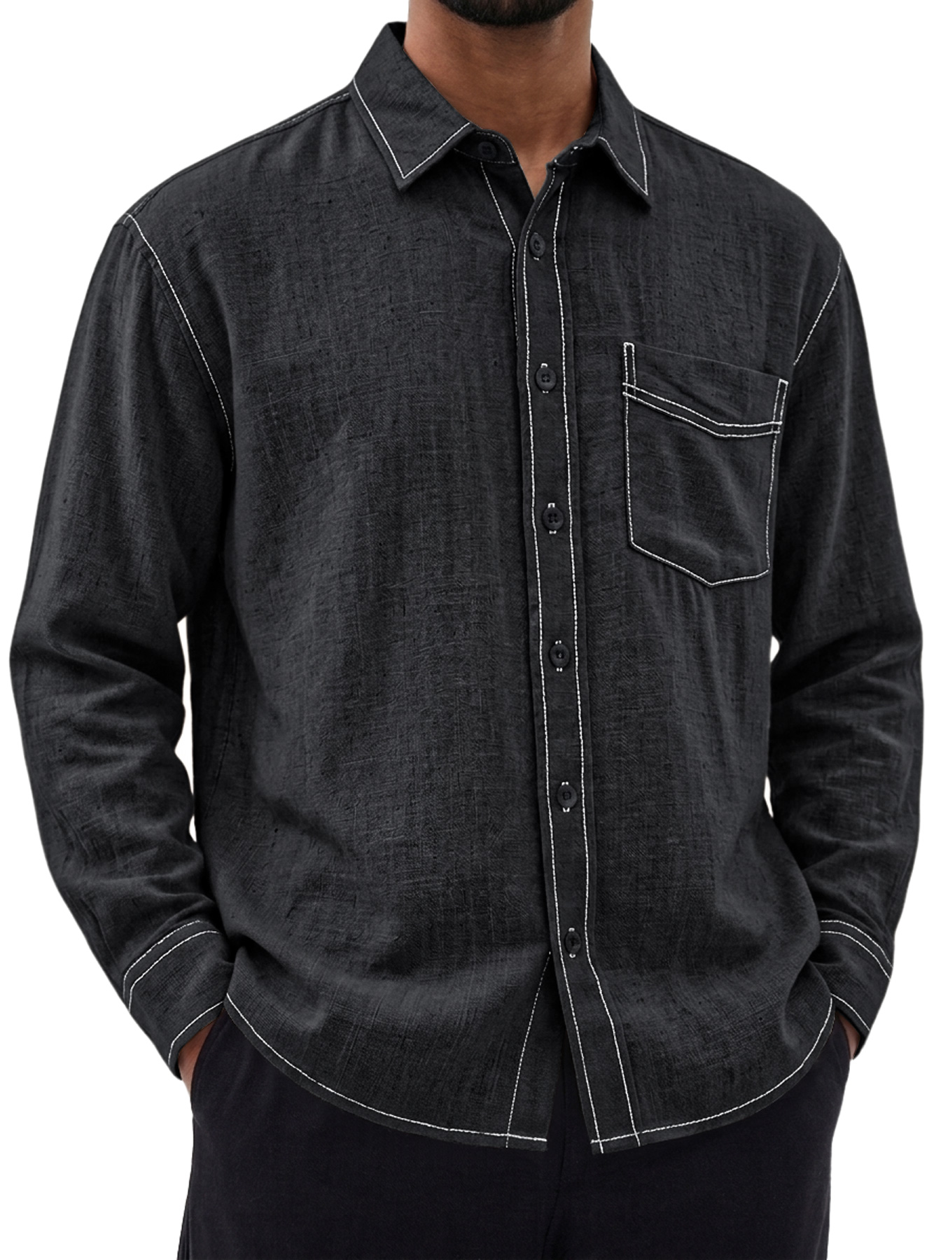 Men's Comfortable Casual Long-Sleeve Linen Shirt