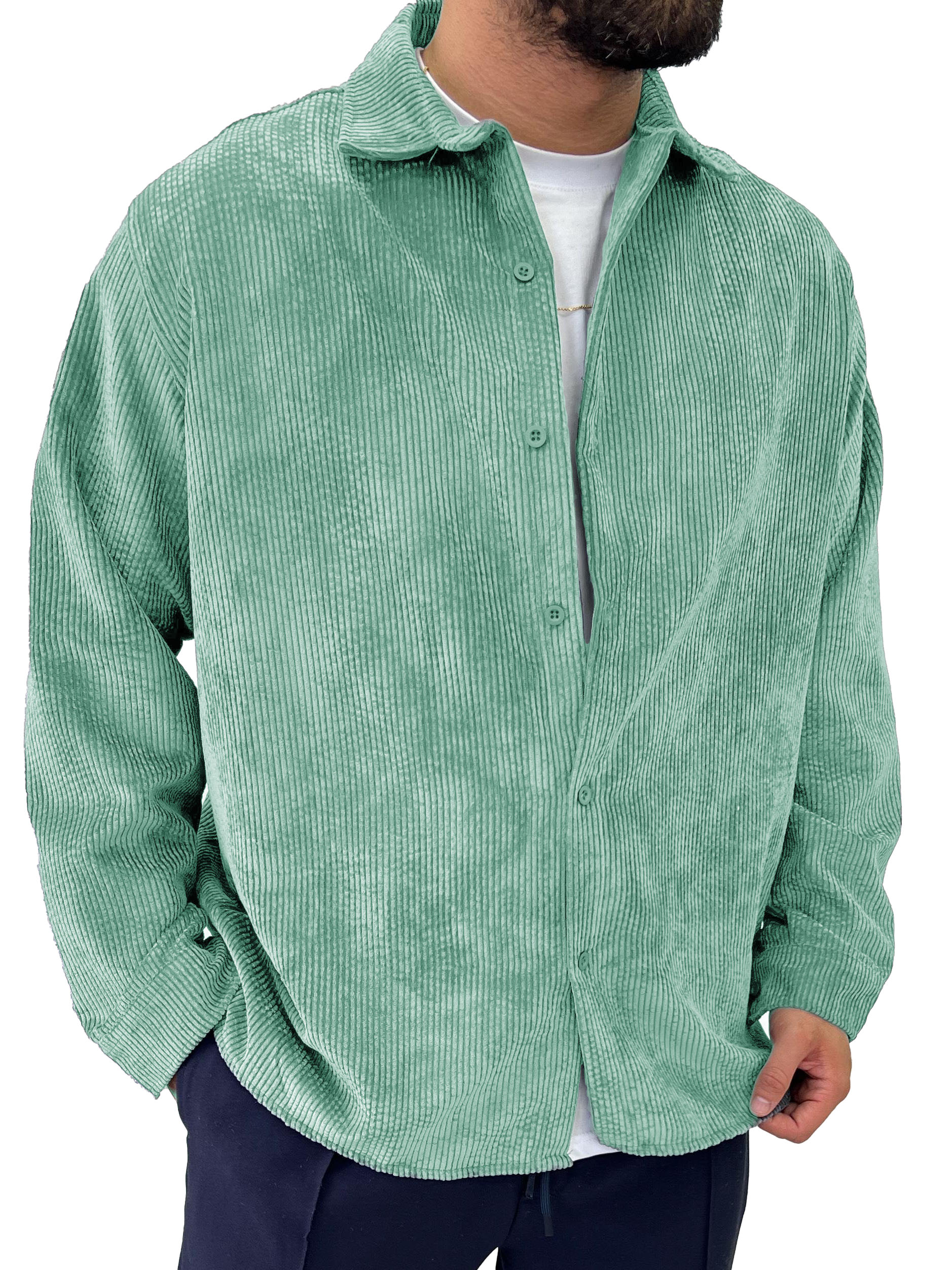 Men's Fashion Vintage Corduroy Fabric Long Sleeve Shirt