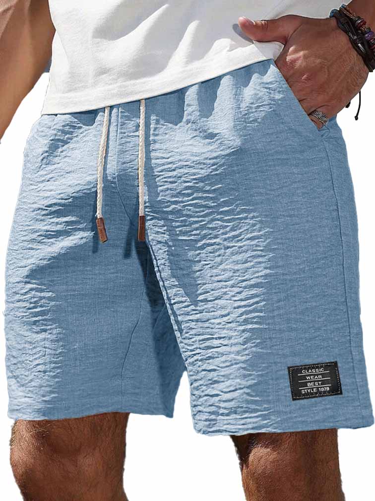 Men's Fashion Casual Daily Texture Fabric Embroidered Logo Pocket Shorts