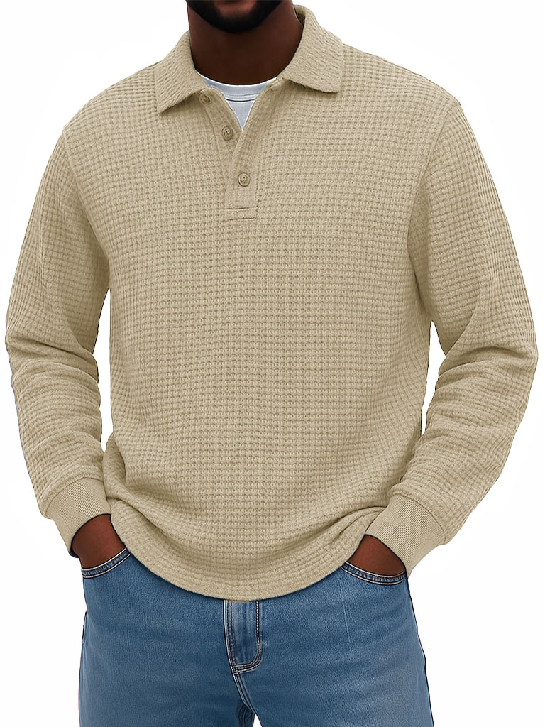 Men's Stylish Casual Corduroy Lapel Long-sleeved Polo Shirt 