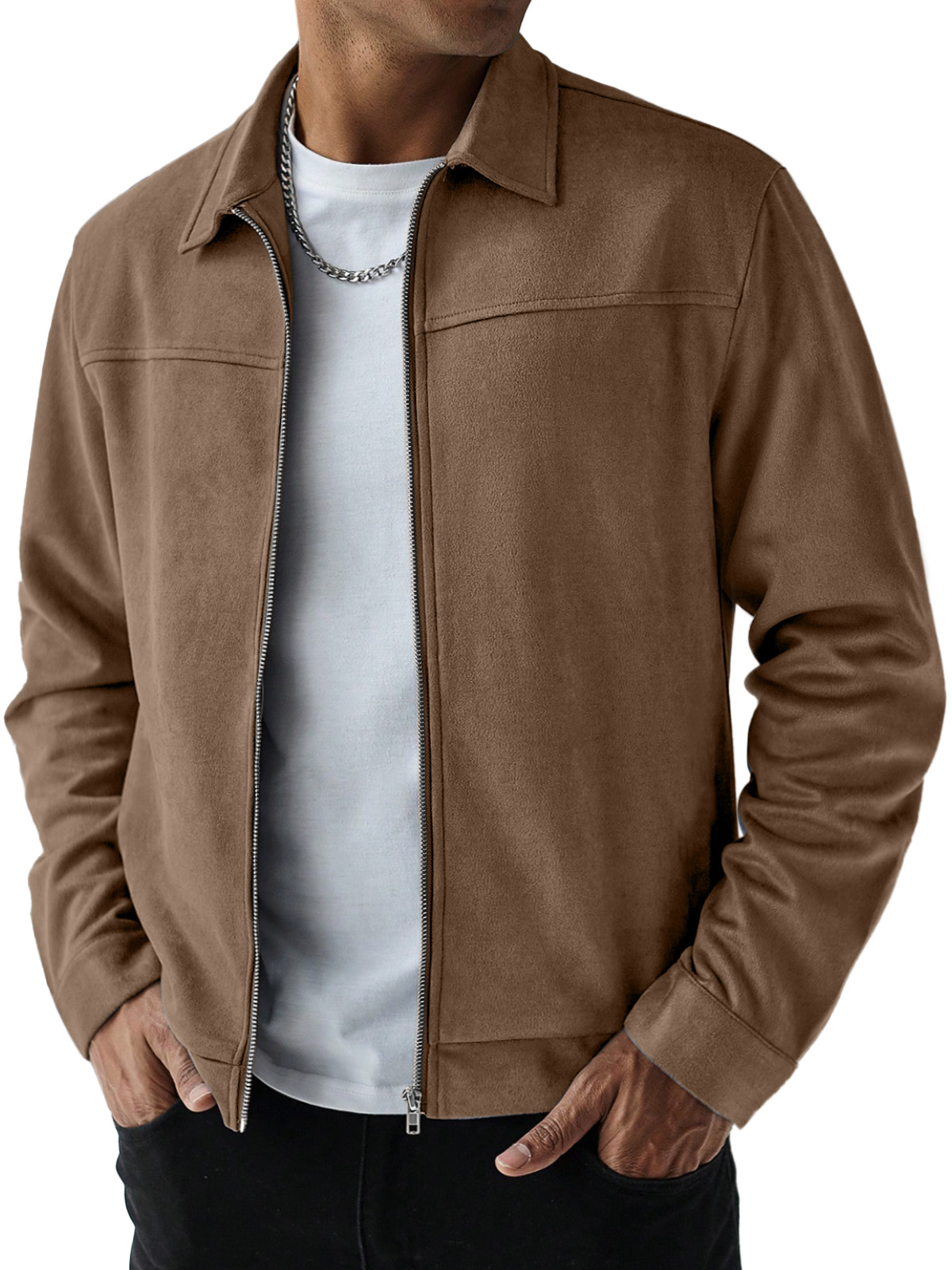 Men's Solid Color Casual Lapel Leader Simple Jacket