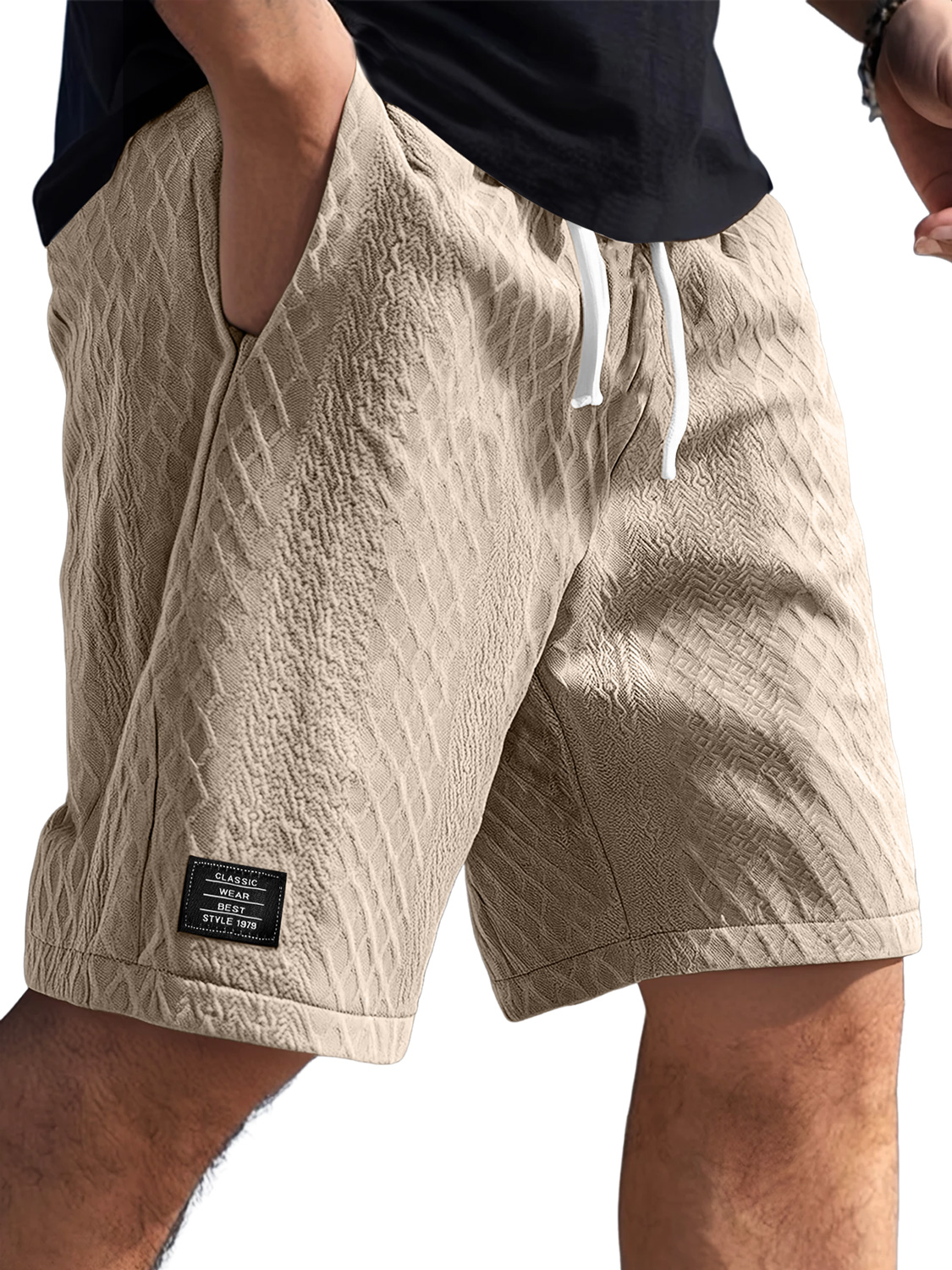 Men's Daily Jacquard Texture Logo Casual Solid Color Shorts