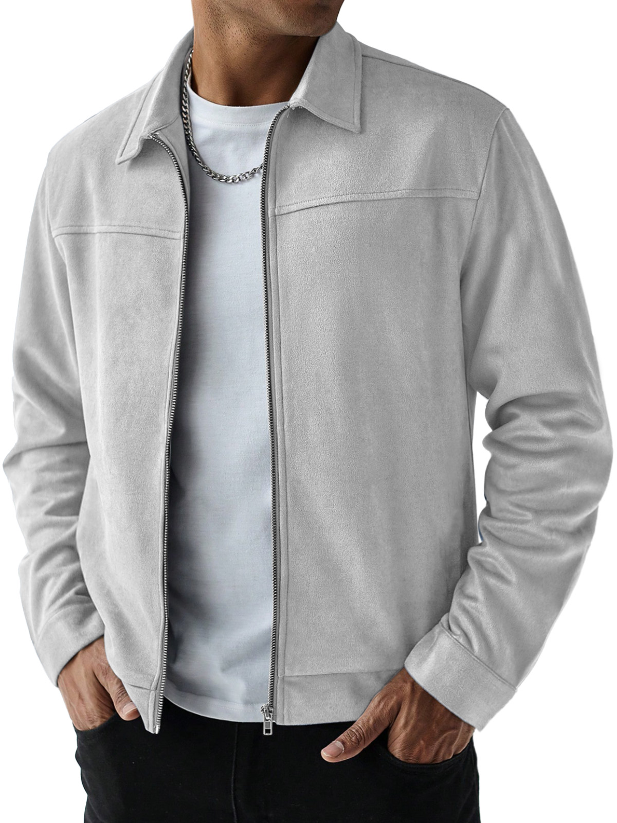 Men's Solid Color Casual Lapel Leader Simple Jacket