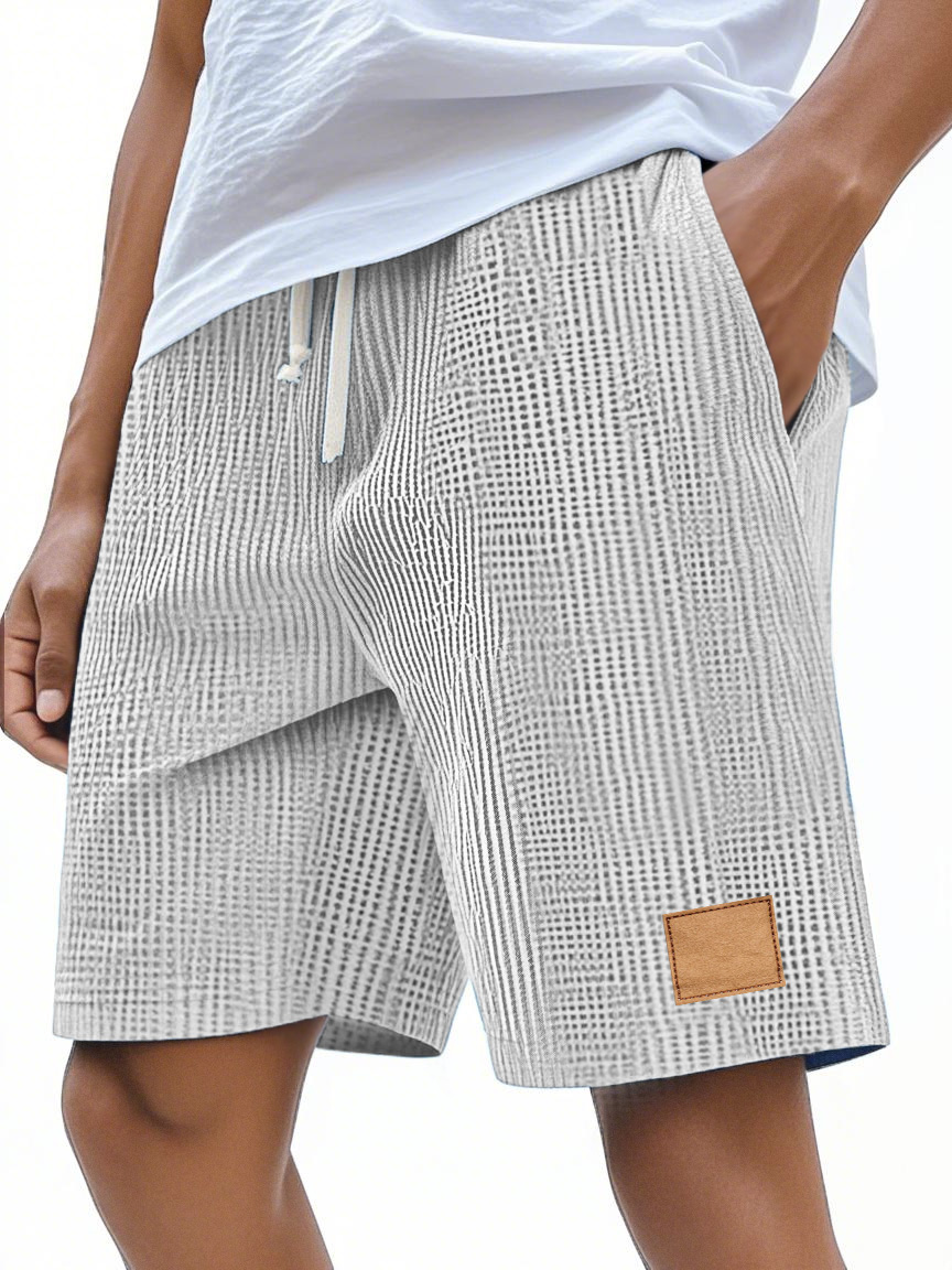 Men's Casual Retro Waffle Logo Comfort Shorts