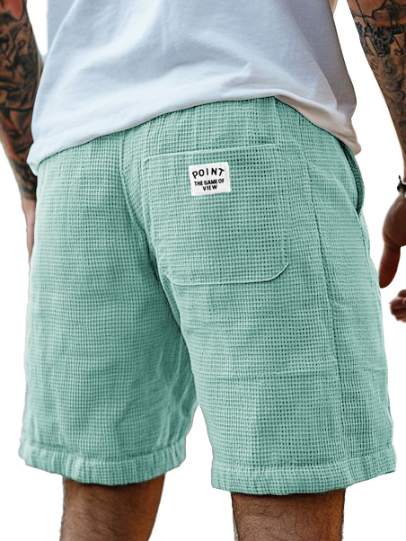 Men's Fashion Casual Waffle Fabric Logo Embroidered Shorts 