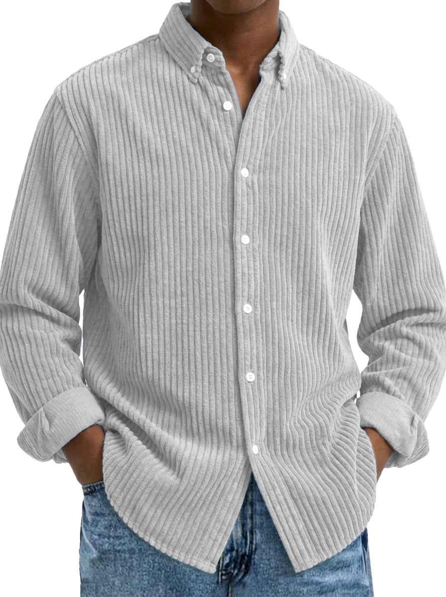 Men's Retro Corduroy Raglan Long-Sleeve Lapel Shirt