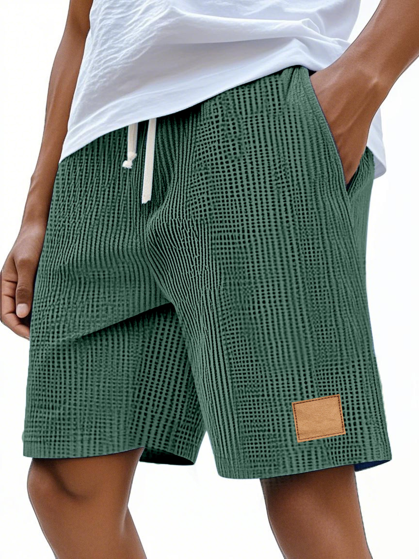 Men's Casual Retro Waffle Logo Comfort Shorts