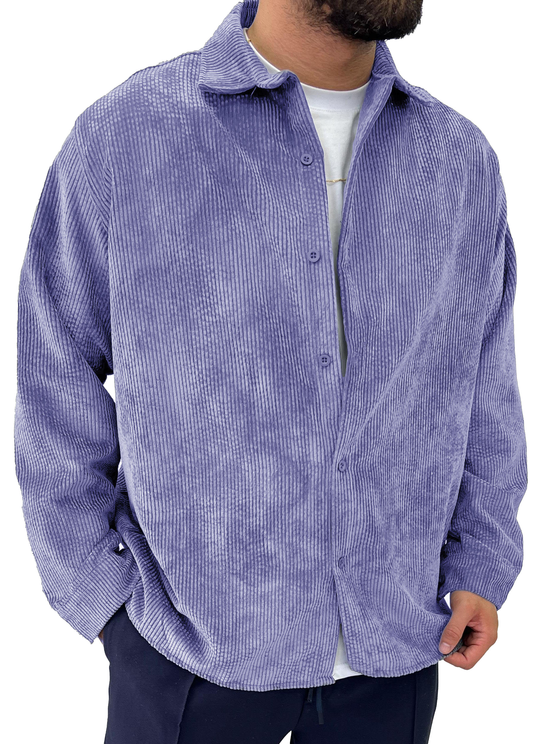 Men's Fashion Vintage Corduroy Fabric Long Sleeve Shirt