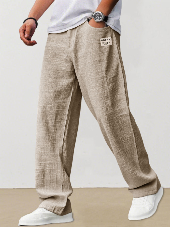 Men's Fashion Casual Daily Hemp Fabric Elastic Waist Trousers