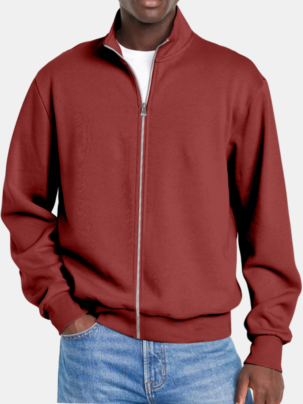 Men's Simple Everyday Stand Collar Zipper Jacket
