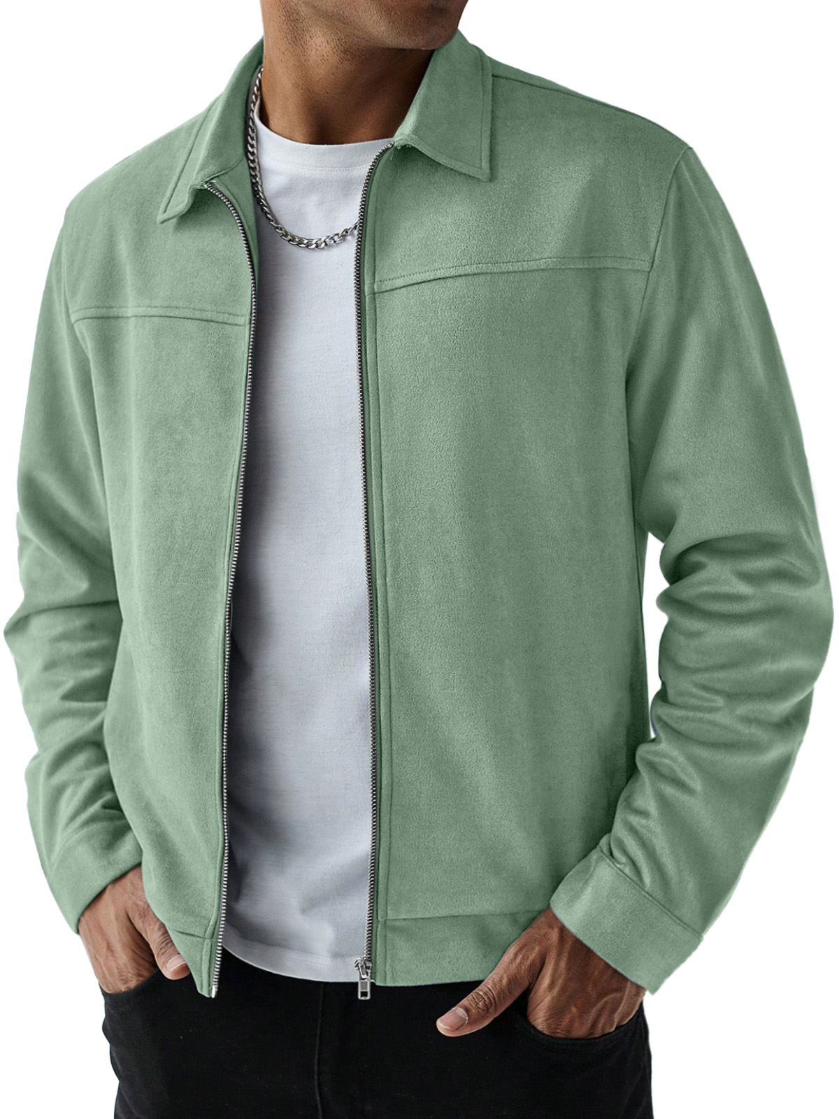 Men's Solid Color Casual Lapel Leader Simple Jacket