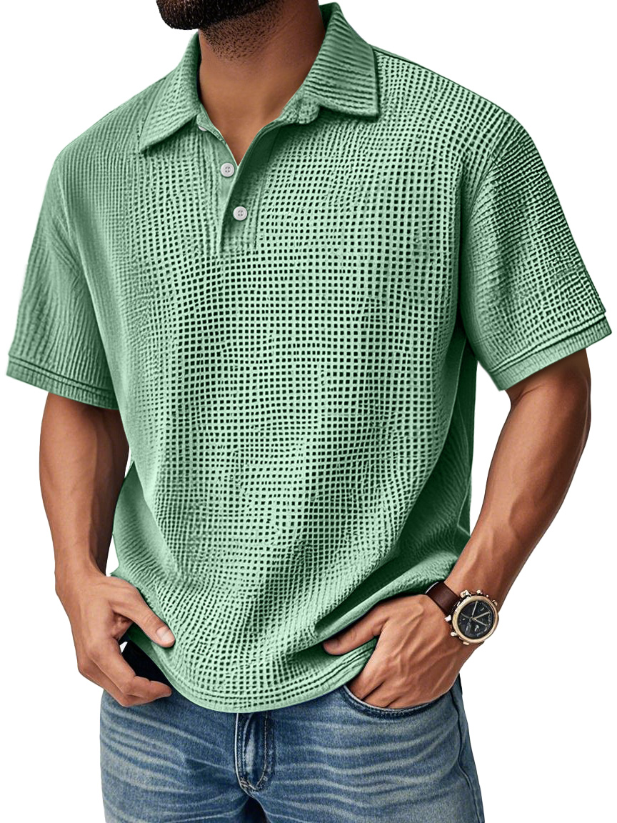 Men's Daily Casual Waffle Comfort Short Sleeve POLO Shirt