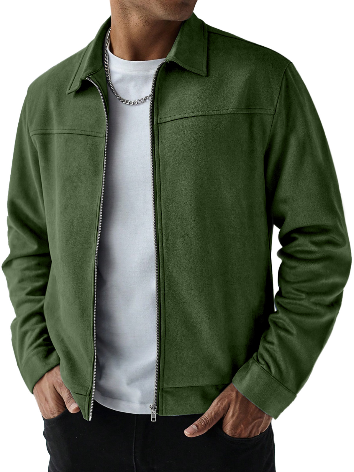Men's Solid Color Casual Lapel Leader Simple Jacket