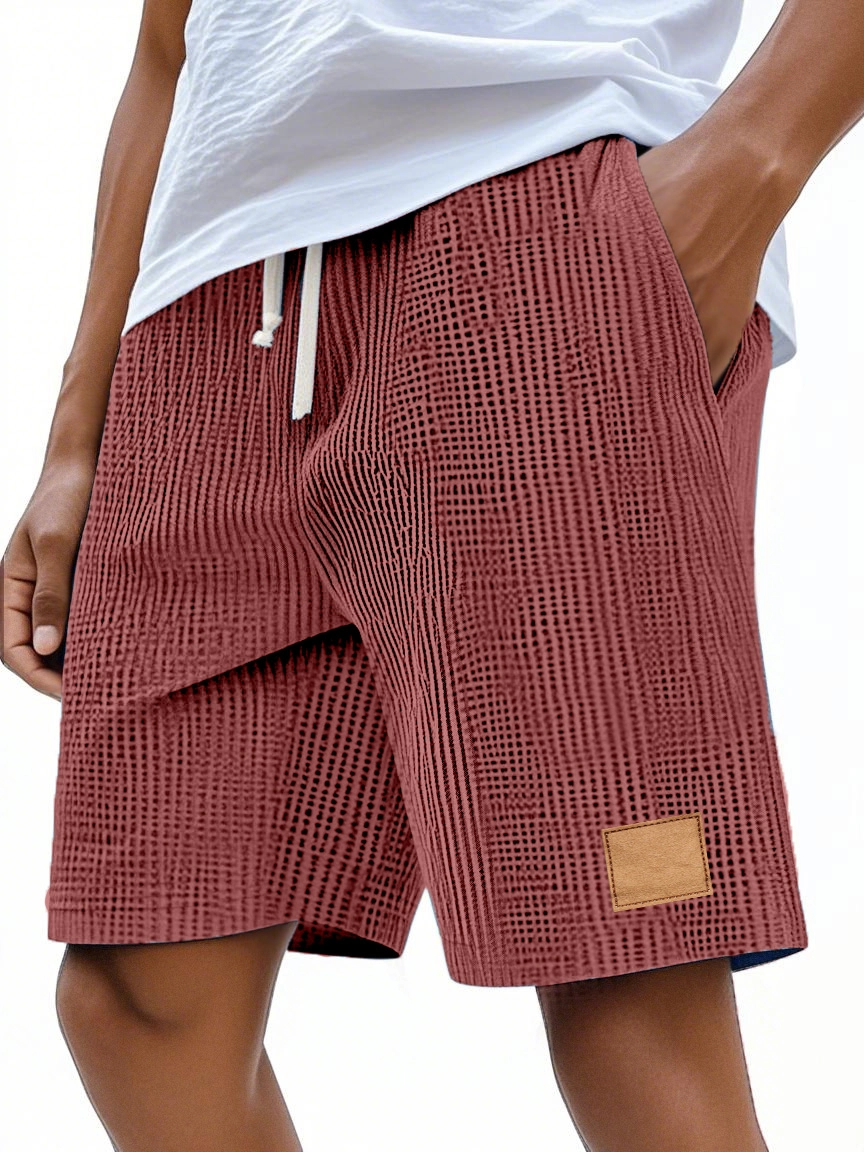 Men's Casual Retro Waffle Logo Comfort Shorts