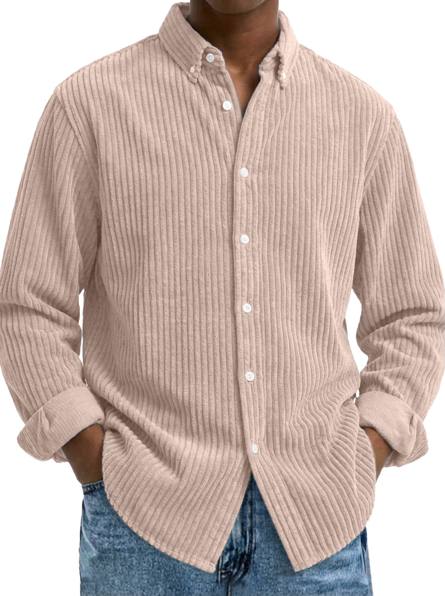 Men's Retro Corduroy Raglan Long-Sleeve Lapel Shirt