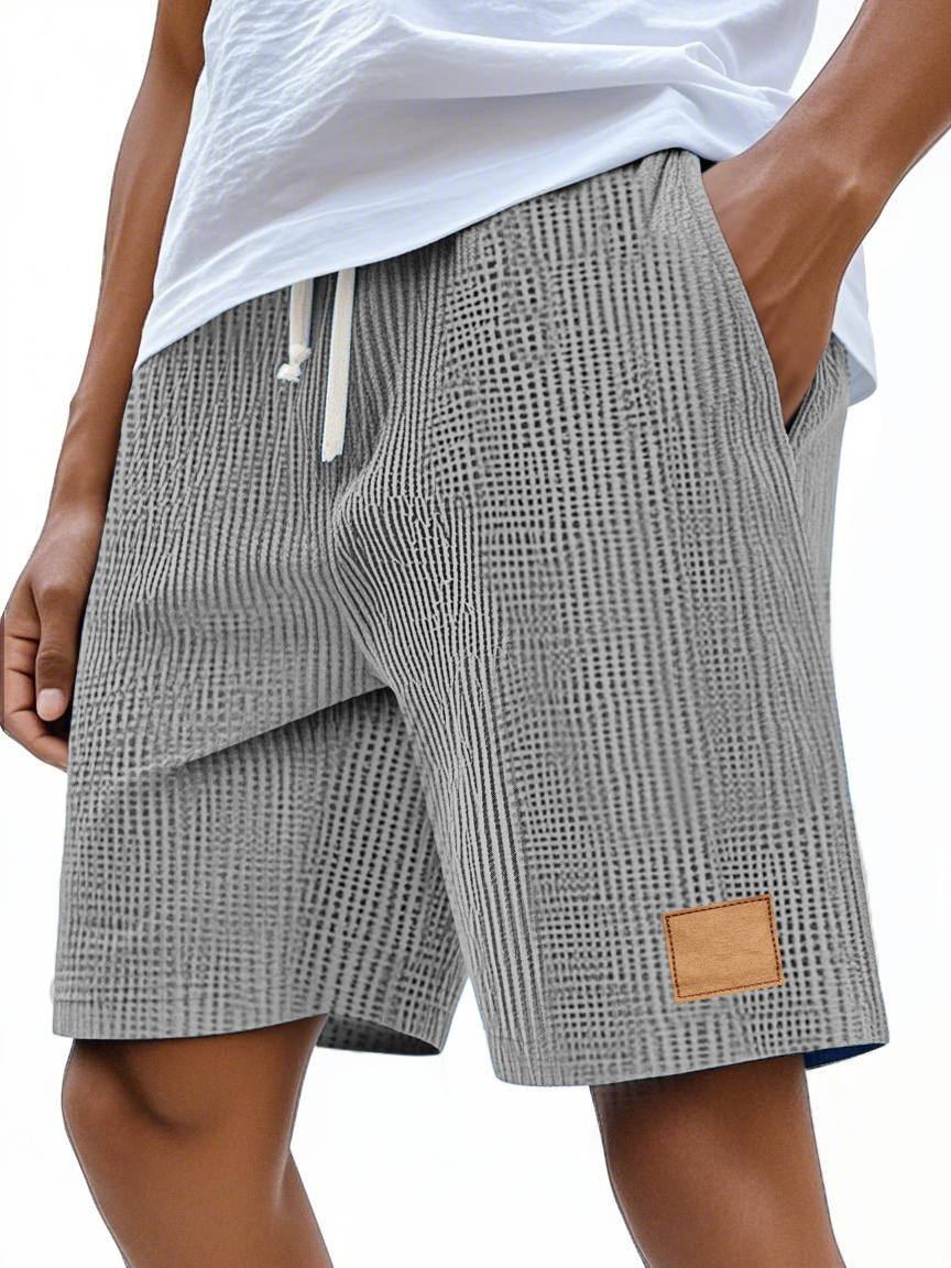 Men's Casual Retro Waffle Logo Comfort Shorts