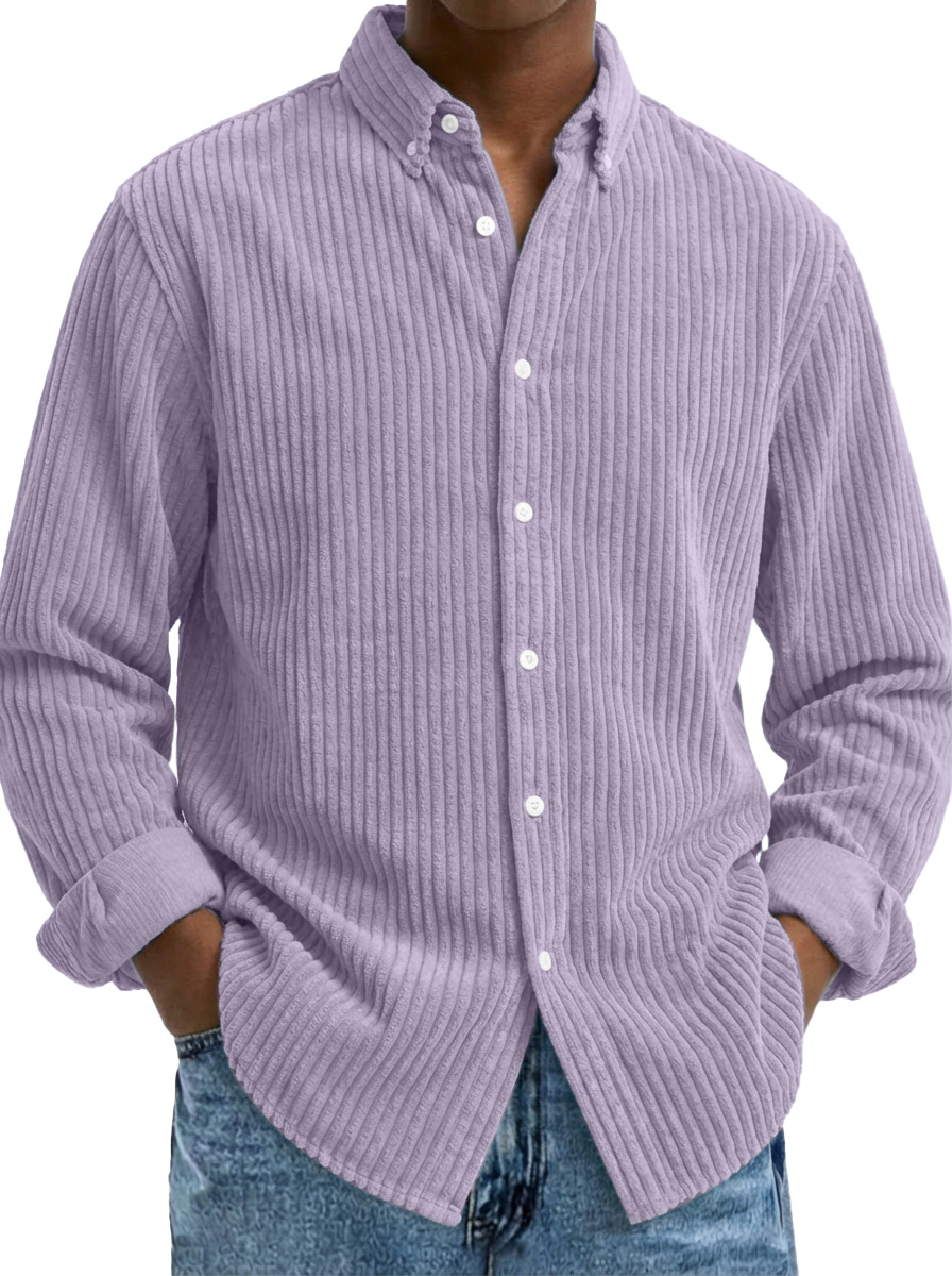 Men's Retro Corduroy Raglan Long-Sleeve Lapel Shirt