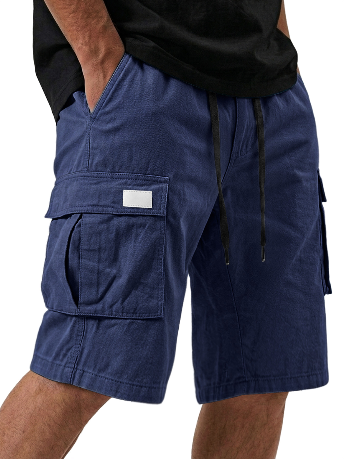 Men's Pure Cotton Multi-pocket Embroidered Leather Label Casual Work Shorts