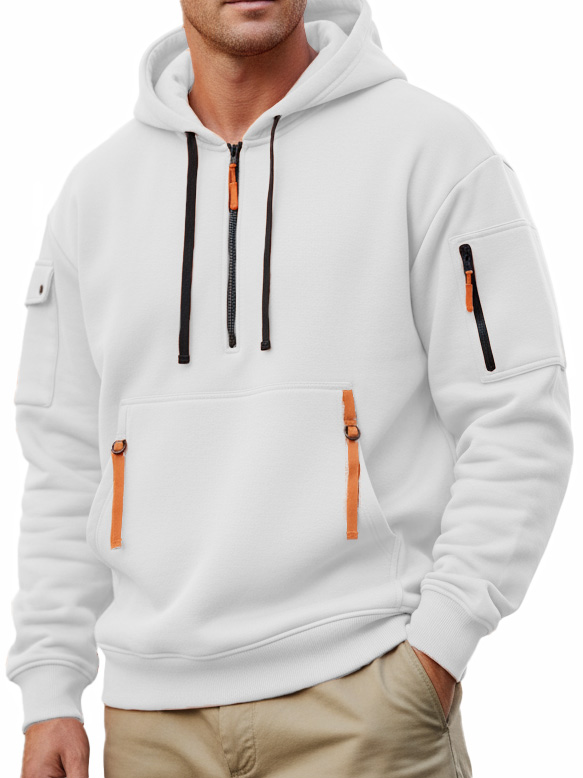 Men's Casual Sportswear Hoodie With Multiple Zipper Pockets
