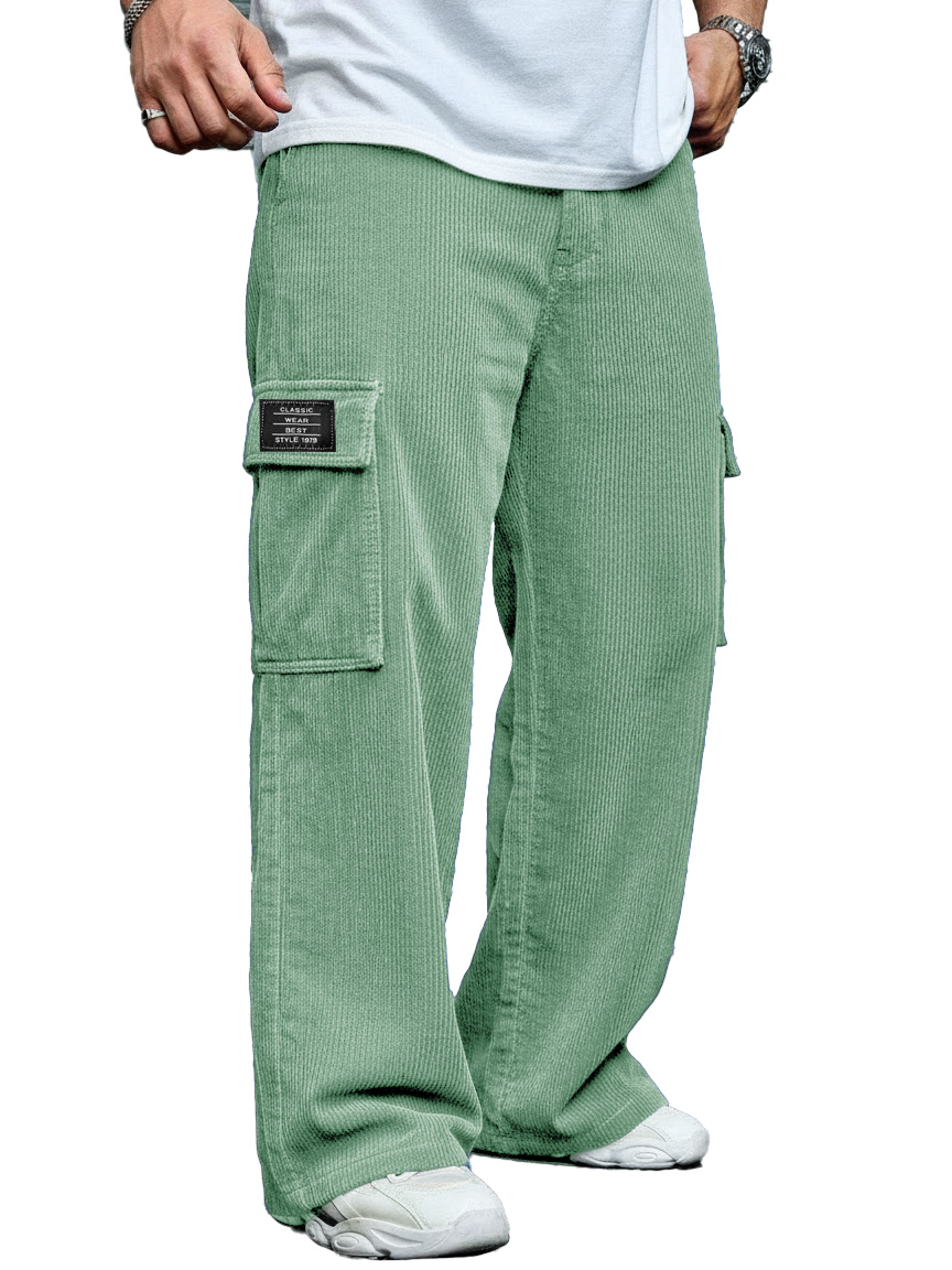 Men's Stylish Casual Corduroy Pocket Loose-fitting Work Trousers 