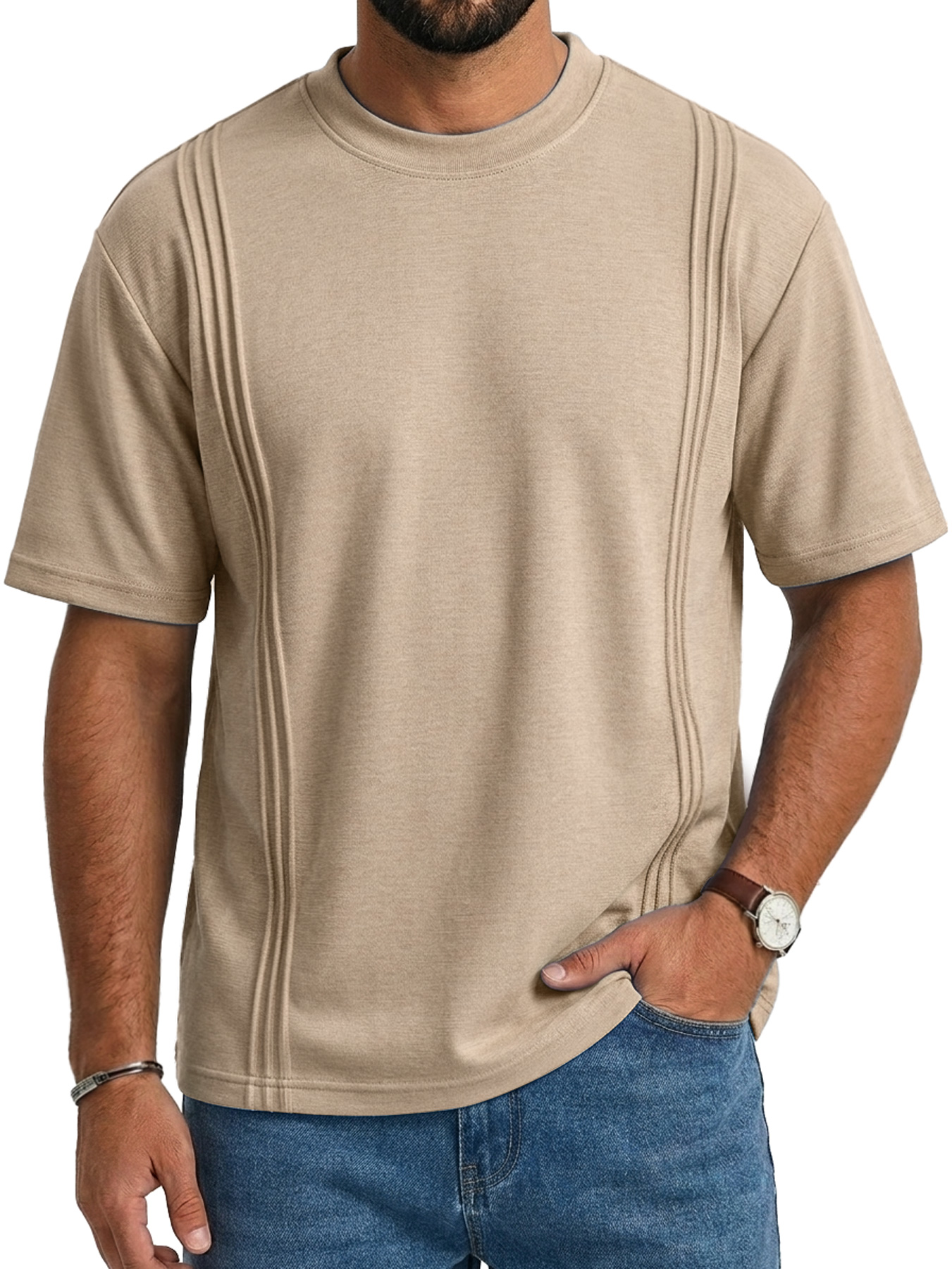 Men's Crew Neck Deconstructed Casual Short-Sleeve T-Shirt