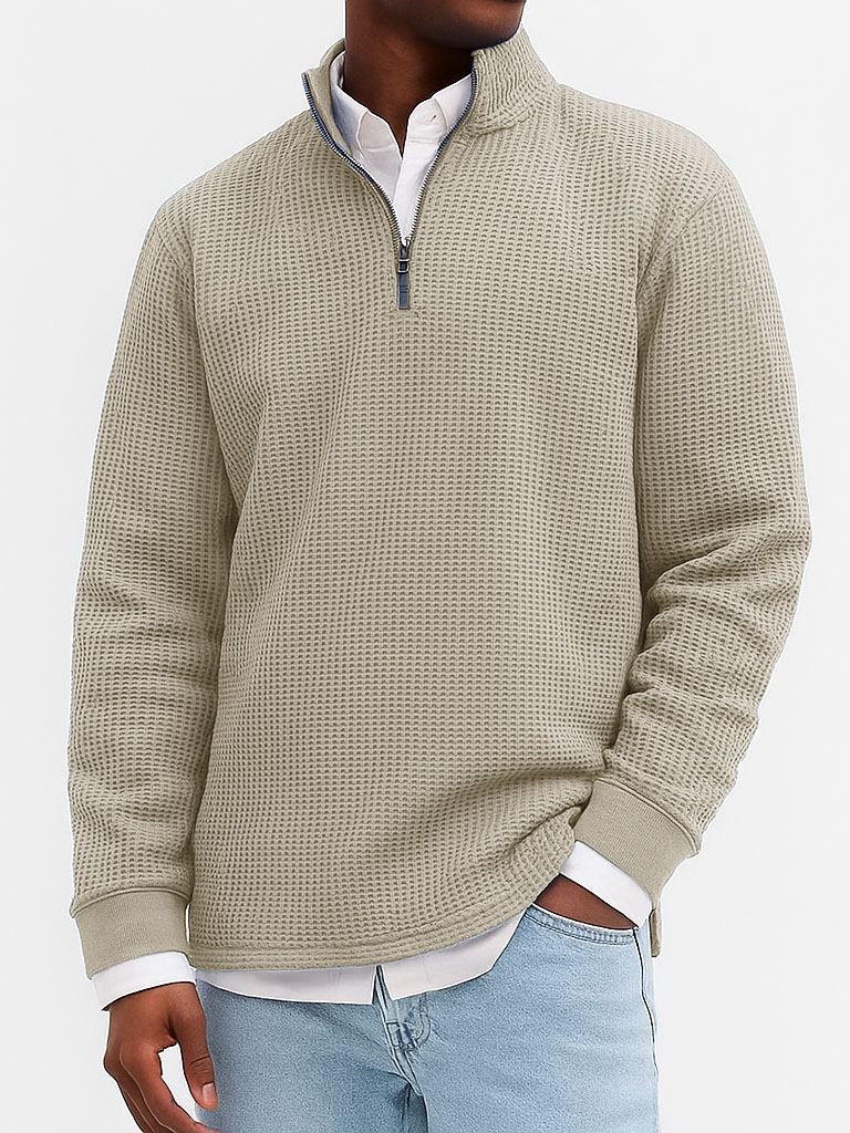 Men's Stylish Casual Breathable Fabric Stand-up Collar Long-sleeved Sweatshirt