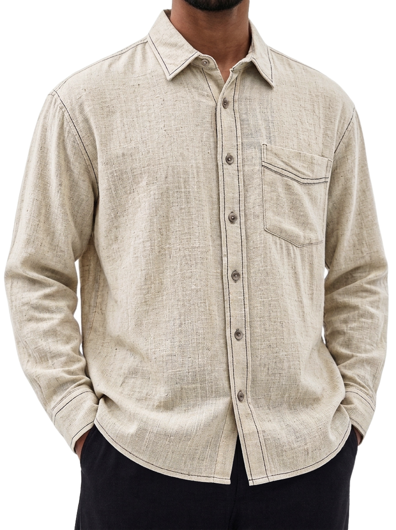 Men's Comfortable Casual Long-Sleeve Linen Shirt