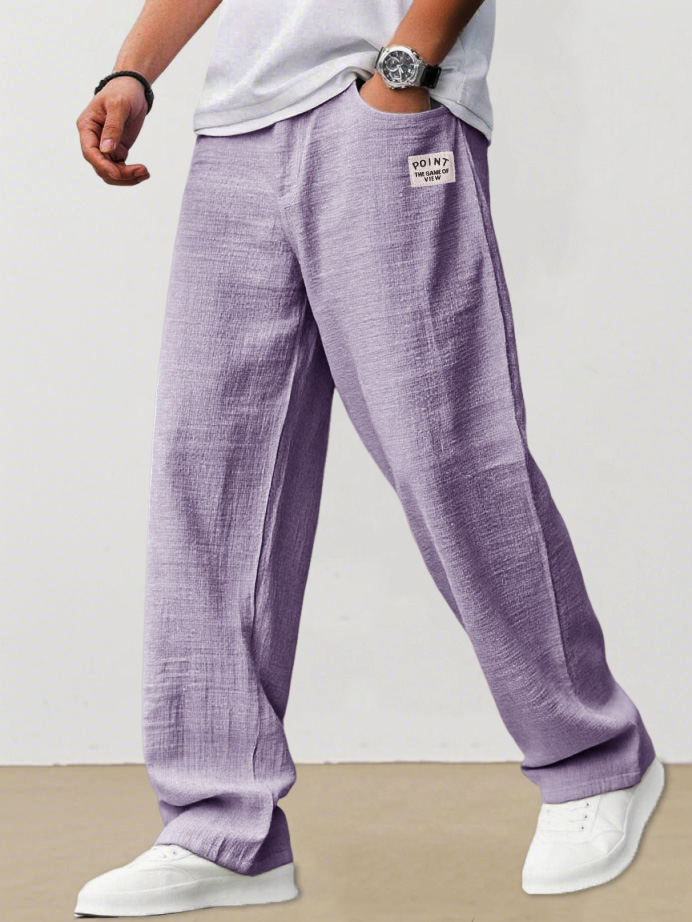 Men's Fashion Casual Daily Hemp Fabric Elastic Waist Trousers