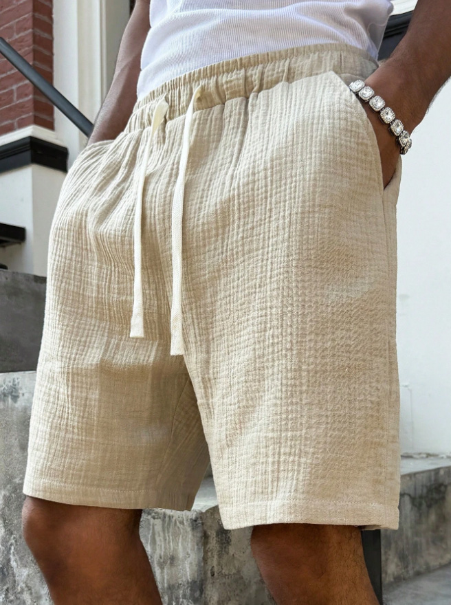 Men's Casual Everyday Lightweight Pleated Solid Color Shorts