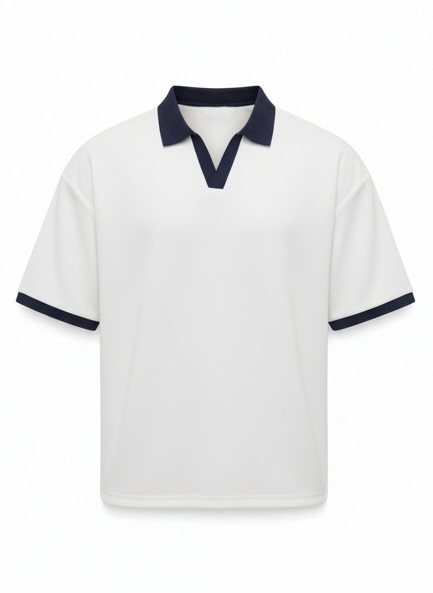 Men's Casual And Comfortable Contrast Color Seagull Collar Short Sleeve Polo Shirt