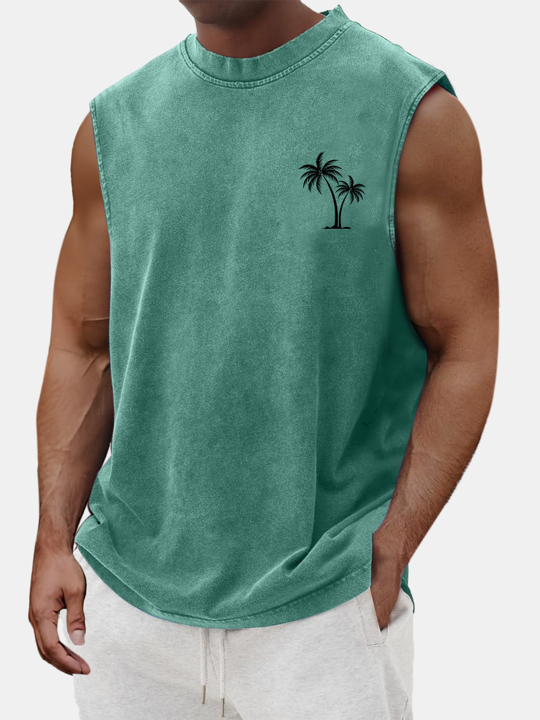 Men's Summer Casual And Comfortable Coconut Print Sleeveless T-shirt