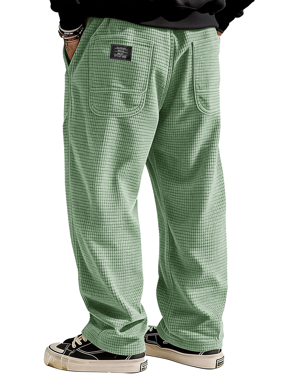 Stylish Casual Loose Waffle Fabric Pocket Tether Pants