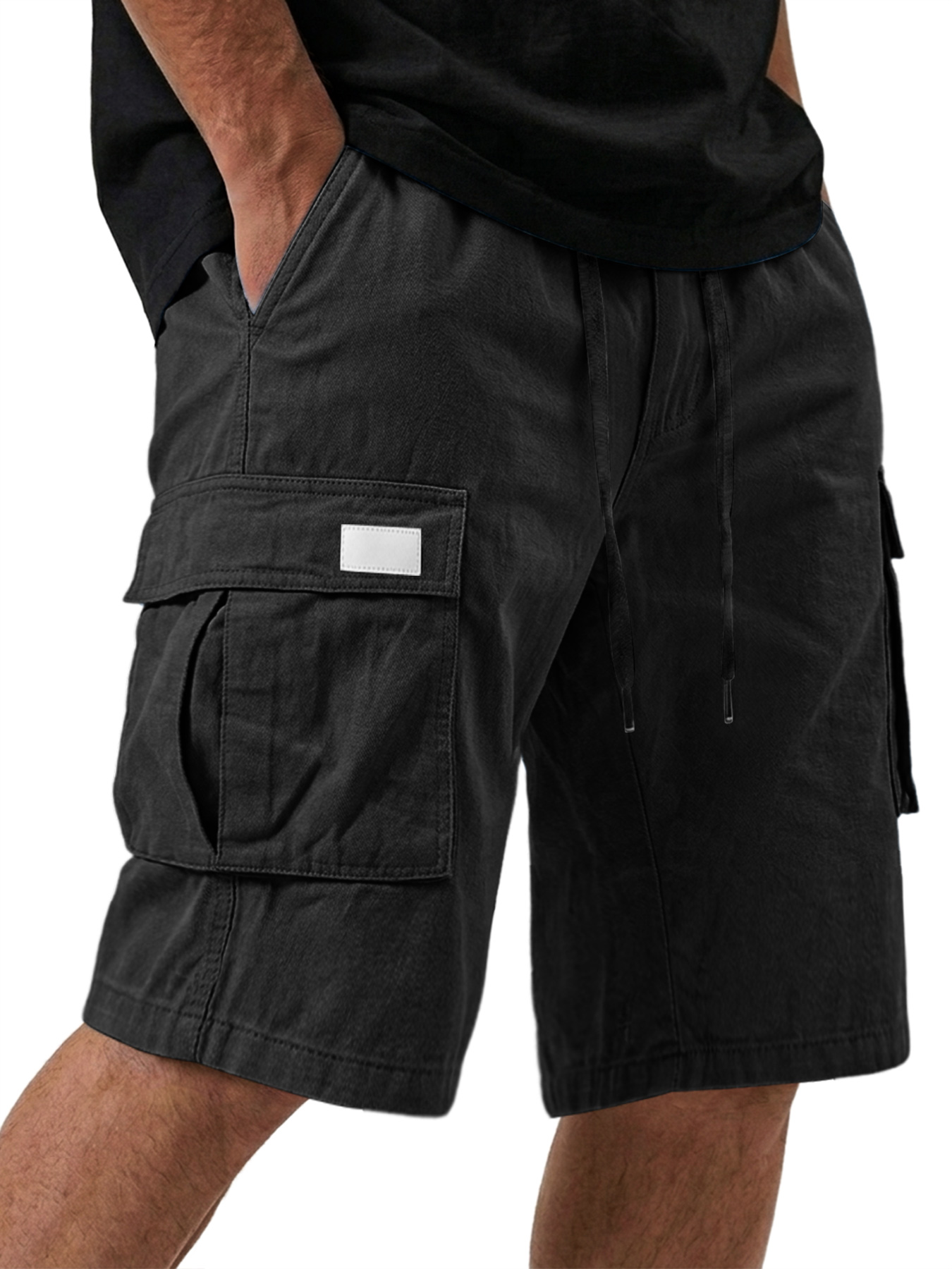 Men's Pure Cotton Multi-pocket Embroidered Leather Label Casual Work Shorts