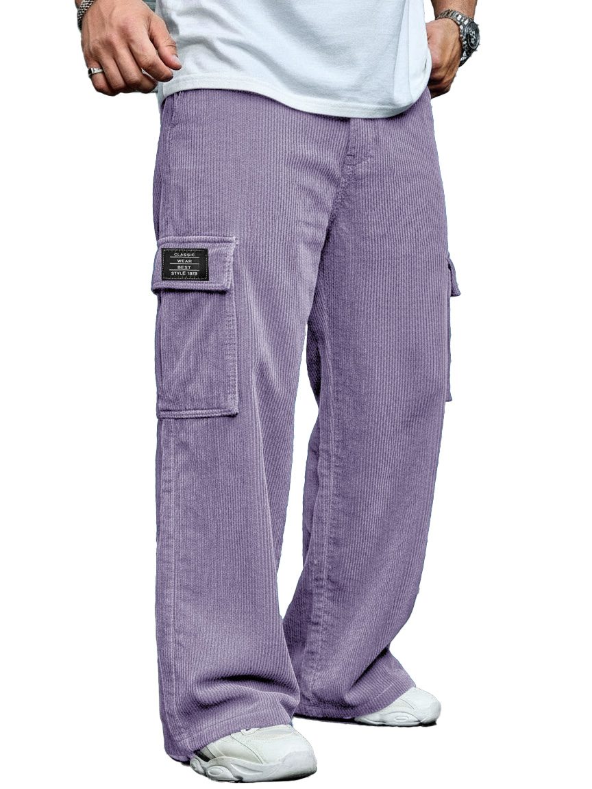 Men's Stylish Casual Corduroy Pocket Loose-fitting Work Trousers 