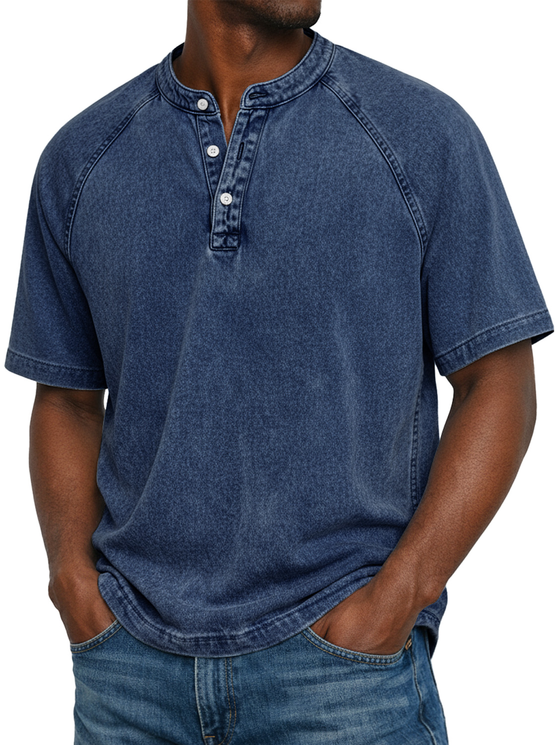 Men's Vintage Raglan Short-sleeved Henley Shirt