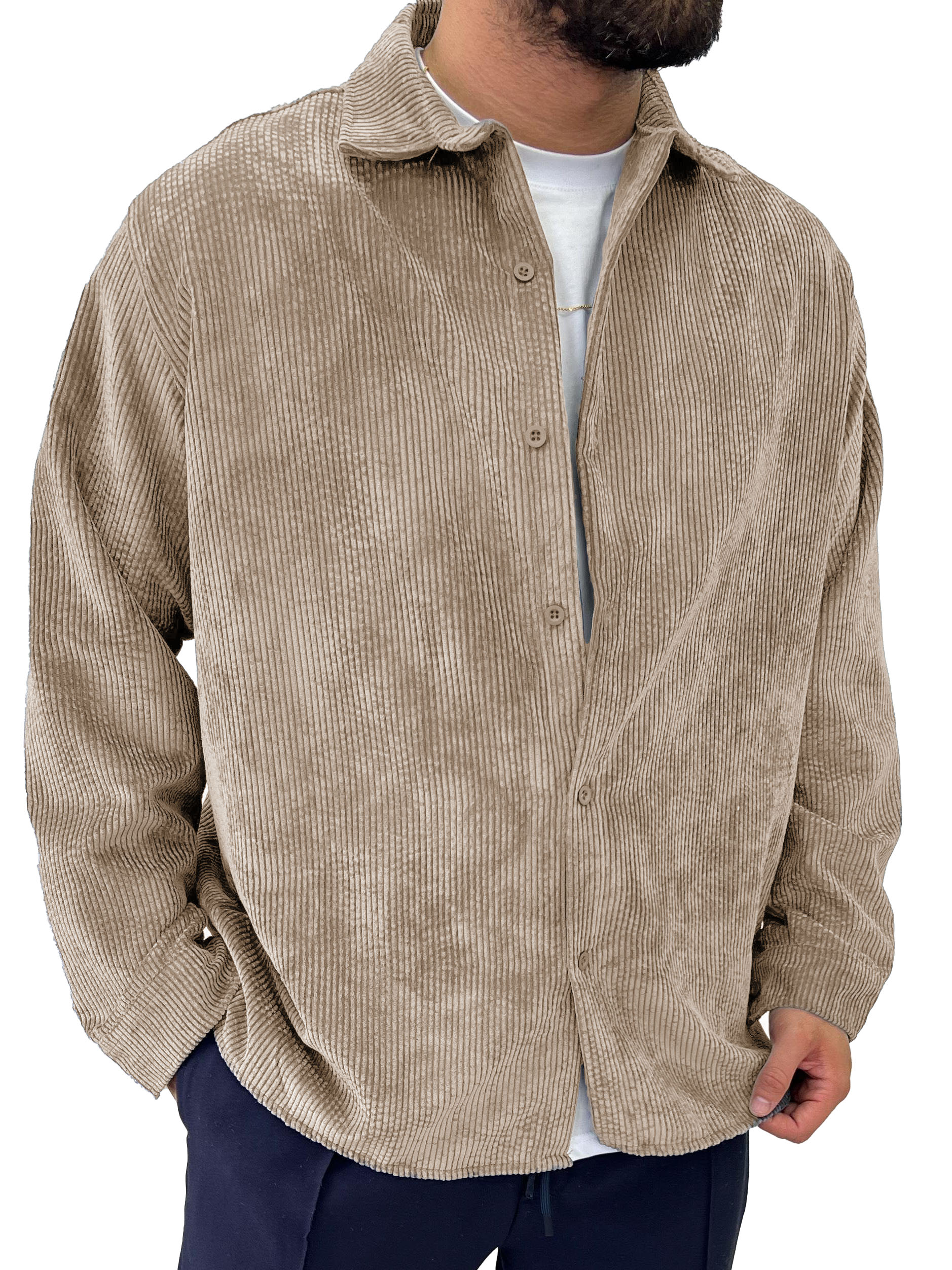 Men's Fashion Vintage Corduroy Fabric Long Sleeve Shirt