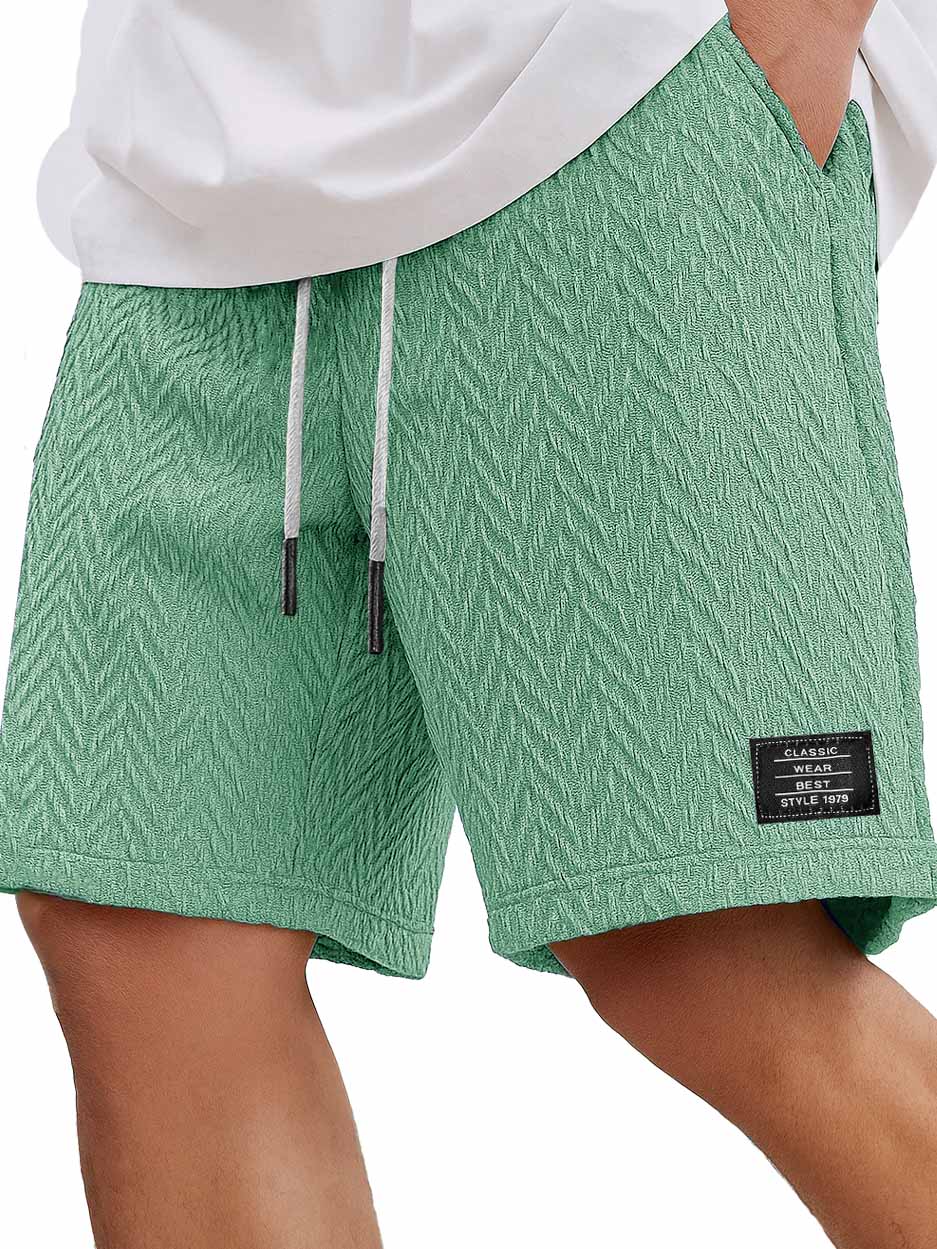 Men's Fashion Casual Daily Textured Fabric Embroidered Logo Pocket Shorts