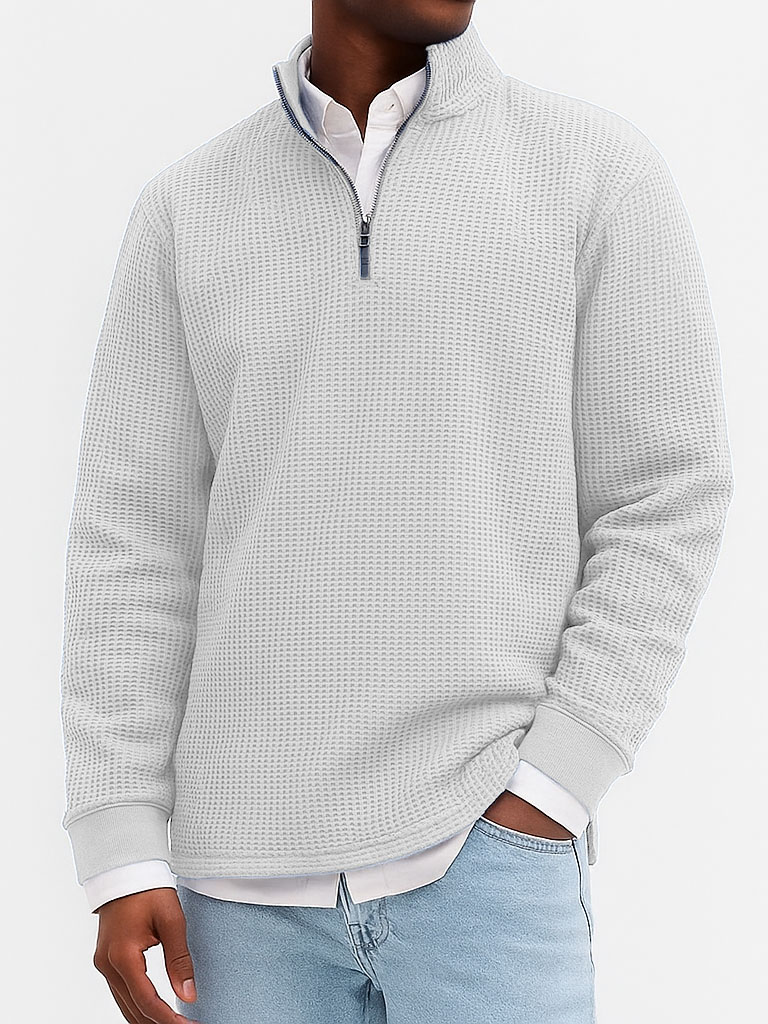 Men's Stylish Casual Breathable Fabric Stand-up Collar Long-sleeved Sweatshirt